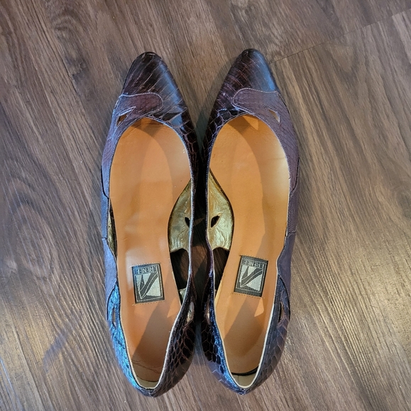 Vintage J. Renee Shoes Heels Size 9.5 Crocodile Pattern Leather - Picture 4 of 7